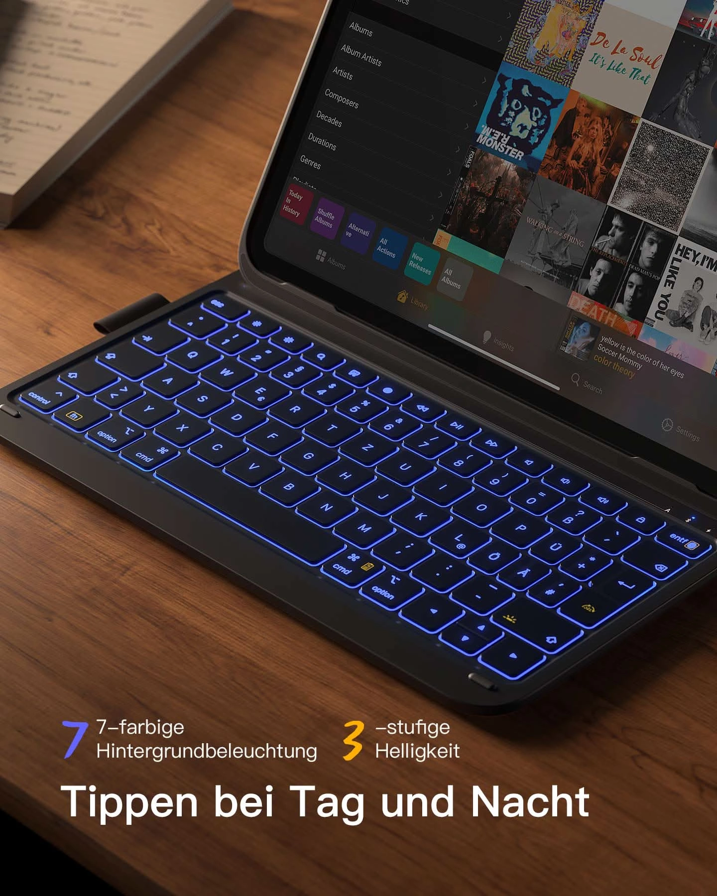 Bàn Phím Bluetooth Kiêm Bao Da Cho iPad 11/10 Air & iPad Pro 11 inateck AirTap - BK2007 | Inateck.VN Phân Phối Chính Hãng