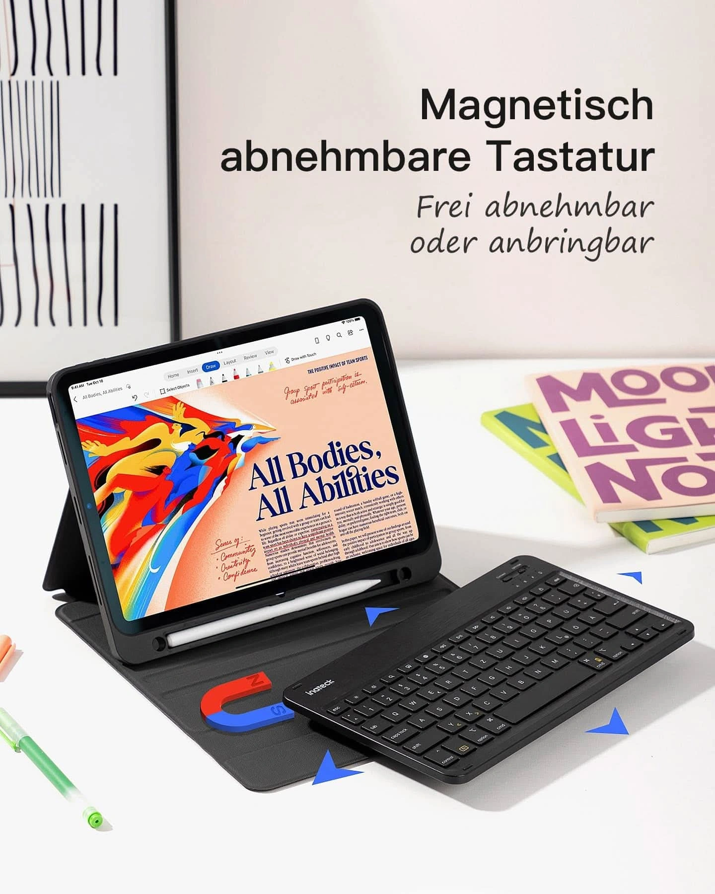 Bàn Phím Bluetooth Kiêm Bao Da Cho iPad 11/10 Air/Pro 11-inch Inateck Ultralight - KB04002