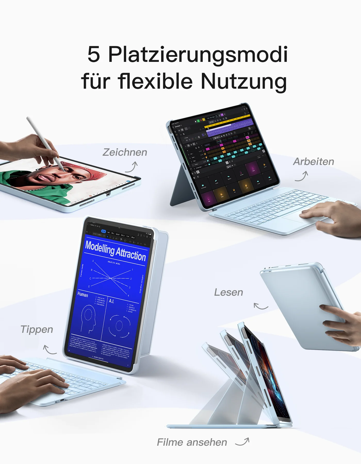 Bàn Phím Kêt Hợp Ốp Lưng iPad inateck Acetouch Led RGB - KB04118 | Inateck.VN Phân Phối Chính Hãng