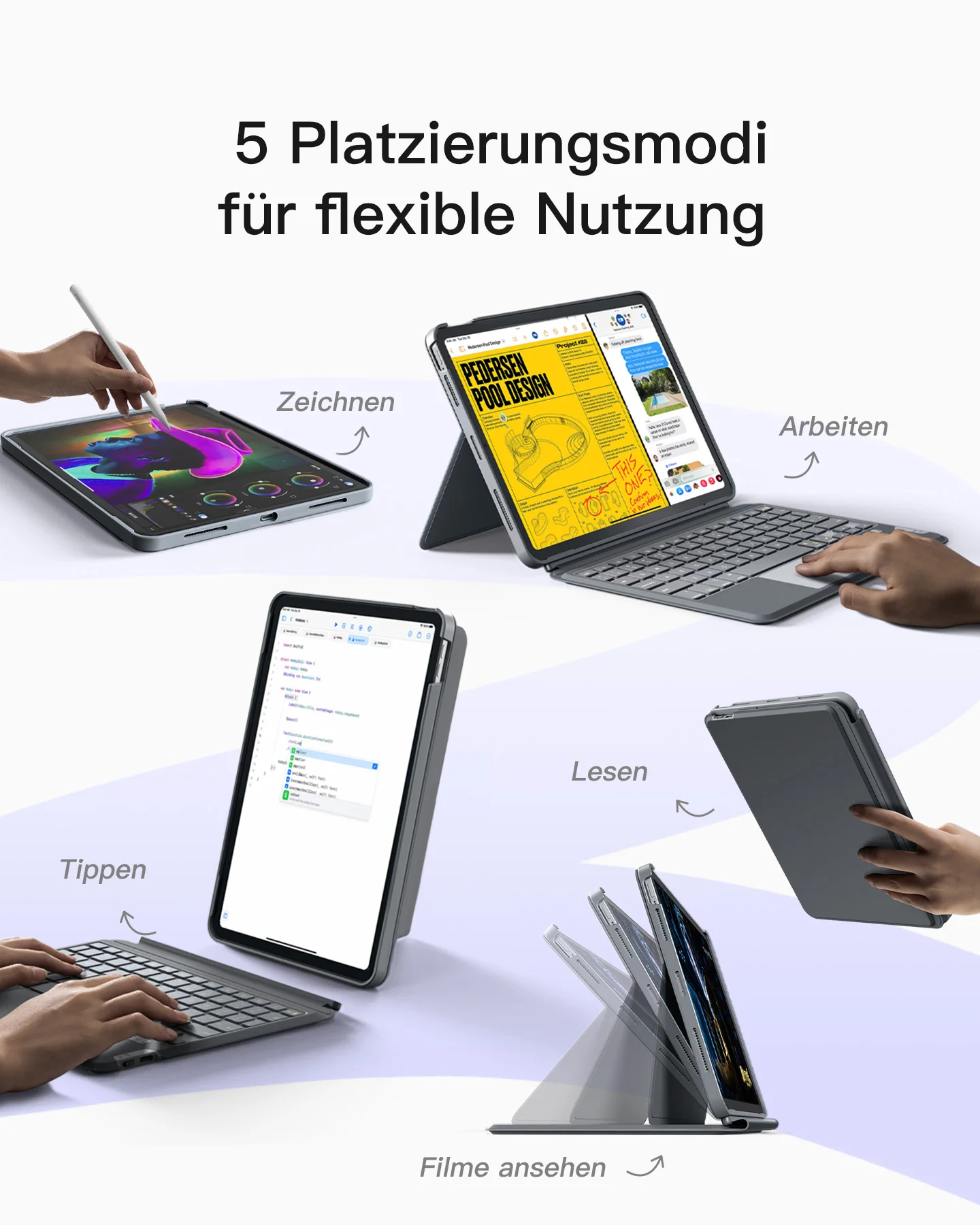 Bàn Phím hết hợp Ốp Lưng iPad inateck Acetouch Led RGB - KB04112 | Inateck.VN Phân Phối Chính Hãng