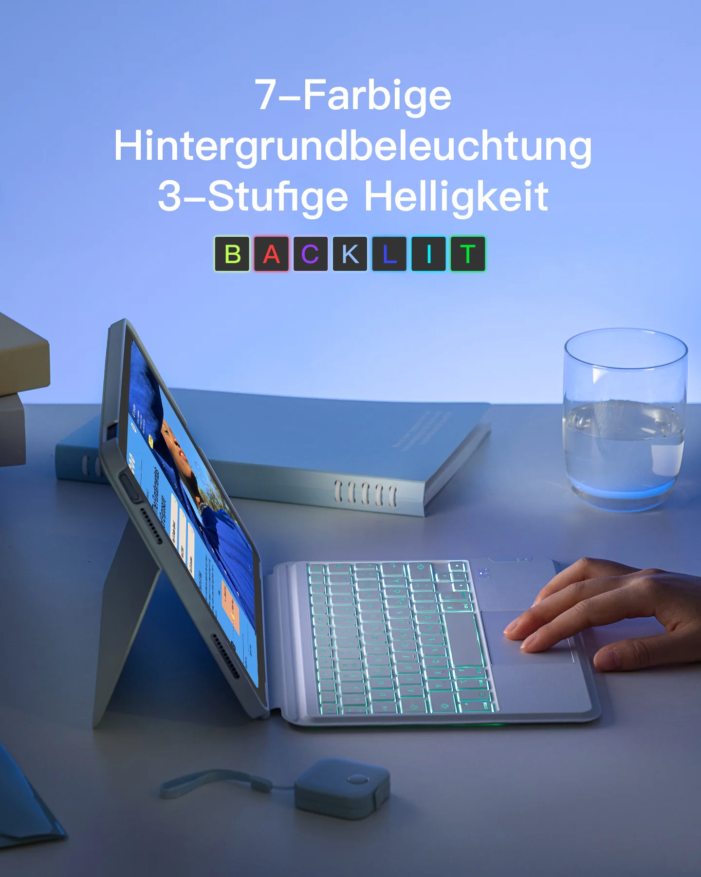 Bàn Phím hết hợp Ốp Lưng iPad inateck Acetouch Led RGB - KB04112 | Inateck.VN Phân Phối Chính Hãng